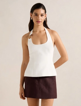 Dina Hardware Detail Top RecycledPolyesterBlend Long Sleeve Tee