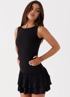 Effortless Pair Rhiannon Frill Mini Dress - Black