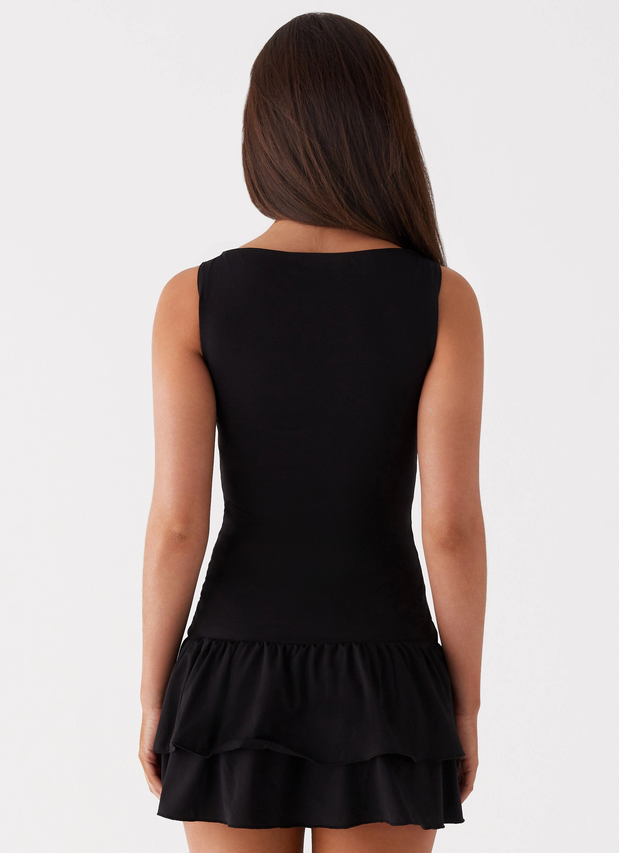 Water-resistant Rhiannon Frill Mini Dress - Black