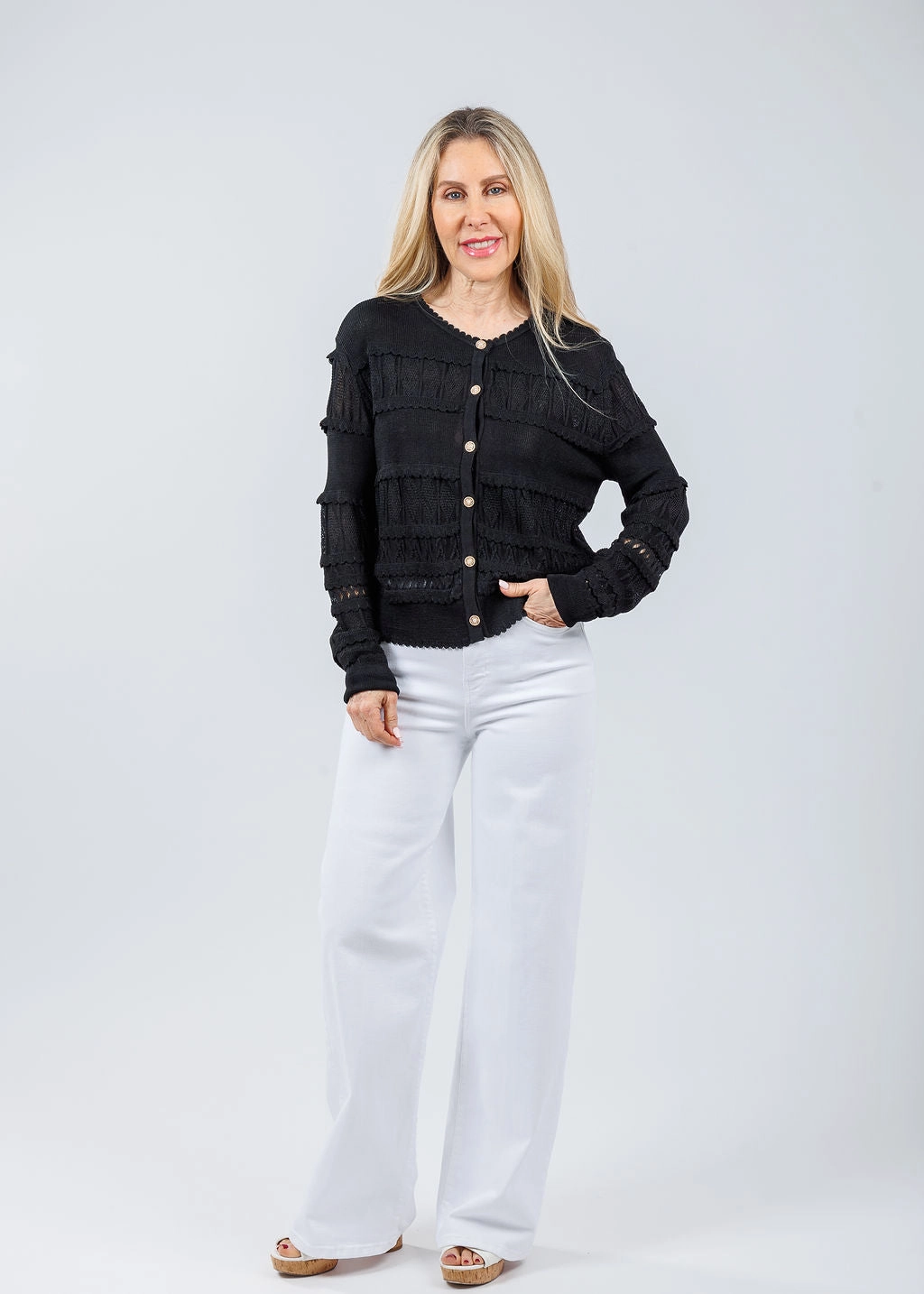 Cozy Design Ross Fringe Cardigan - Black