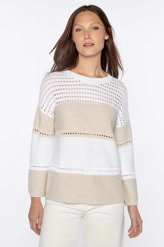 Textured Wide Stripe Pullover Active Comfort
