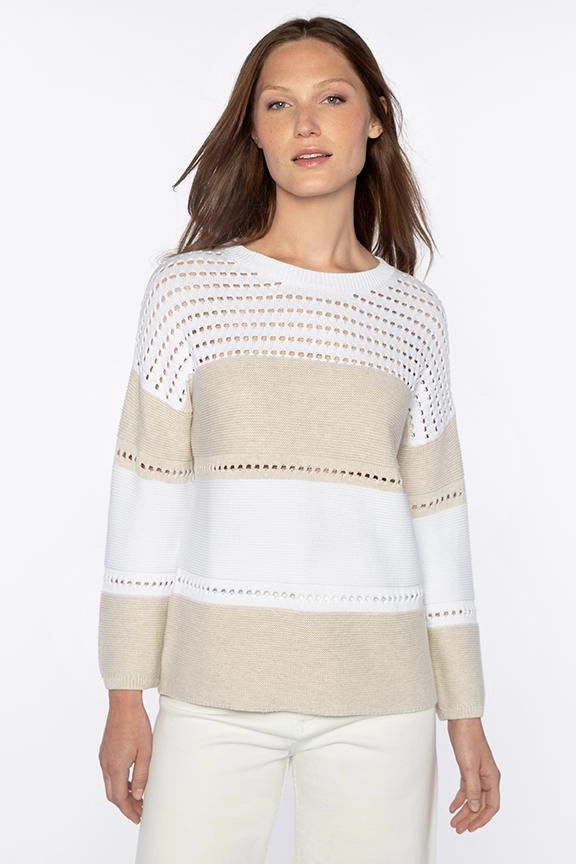 Textured Wide Stripe Pullover Breathable Comfort
