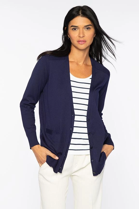 Vee Button Cardigan Versatile Layers relaxed shape