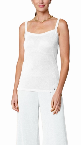 Crissie Tank Top - Silver White Classic Wear Stylish Detail