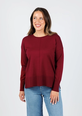 Comfy Layers Turtleneck Crissy Center Seam Sweater - Dark Cherry