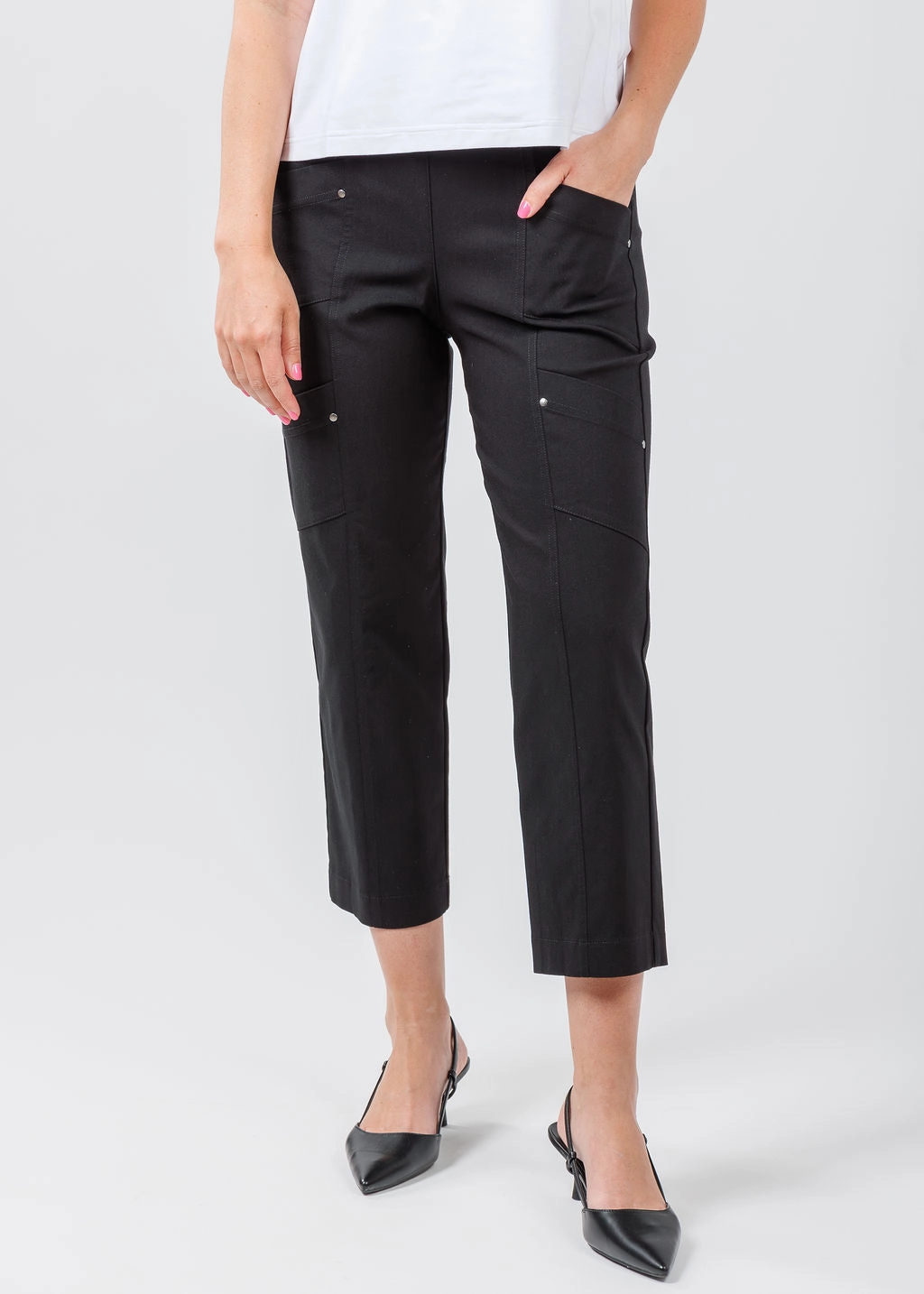 Timeless Appeal Crop Cargo Pants - Black