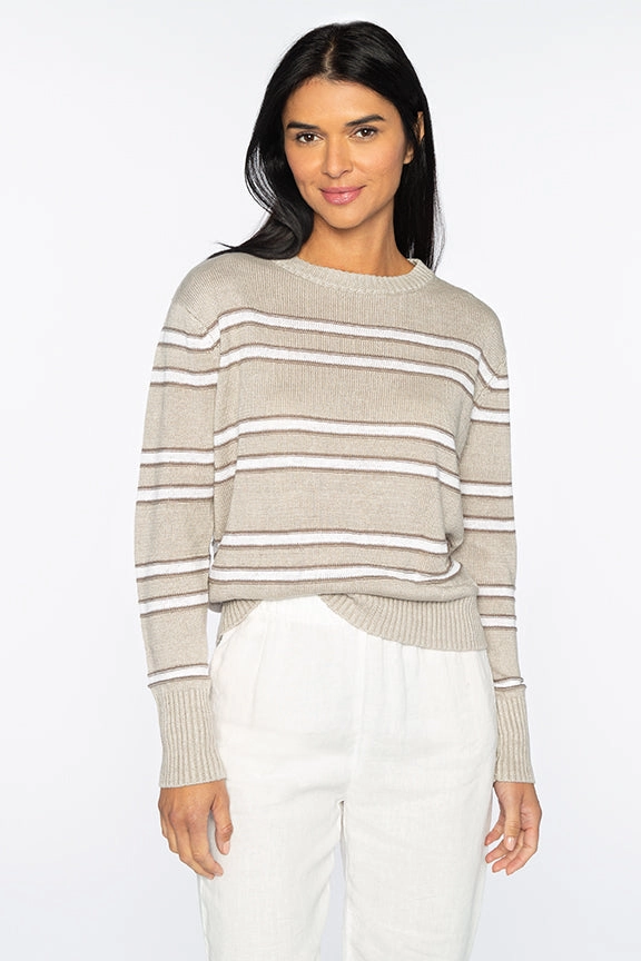 Plush Interior Functional Layers Crop Stripe Crew