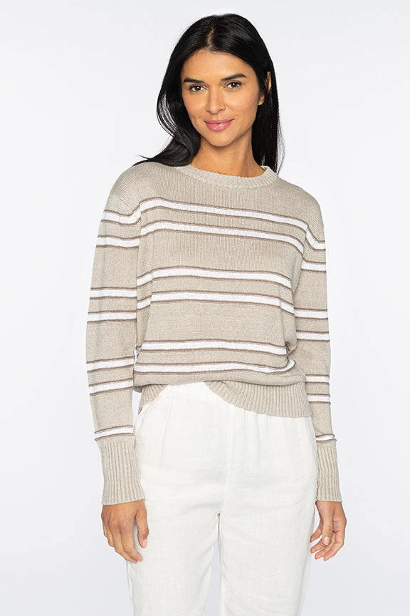 Crop Stripe Crew Effortless knitwear Light Flex