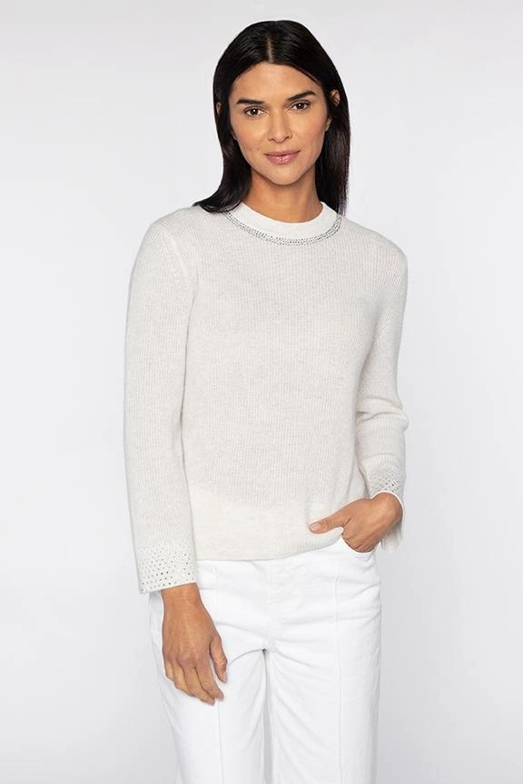 Knitwear Look Crystal Rib Crew