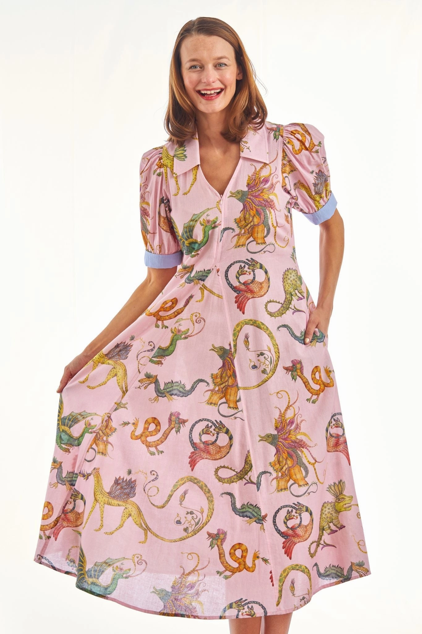 Montauk Dress - Pink With Mythical Creatures Party Safe