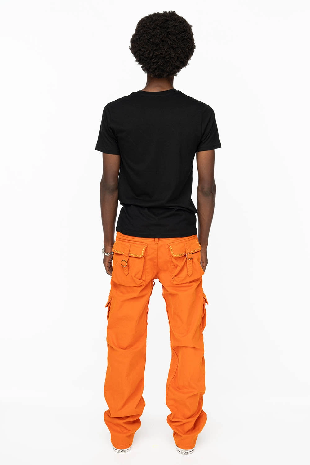 ROBINS NEW MILITARY STYLE CARGO PANTS IN ORANGE WITH ORANGE CRYSTALS Fashion Fit Design