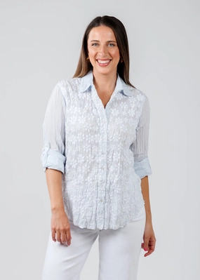 Daisy Embroidered Shirt - Light Chambray Comfy Fit Anniversary Celebration