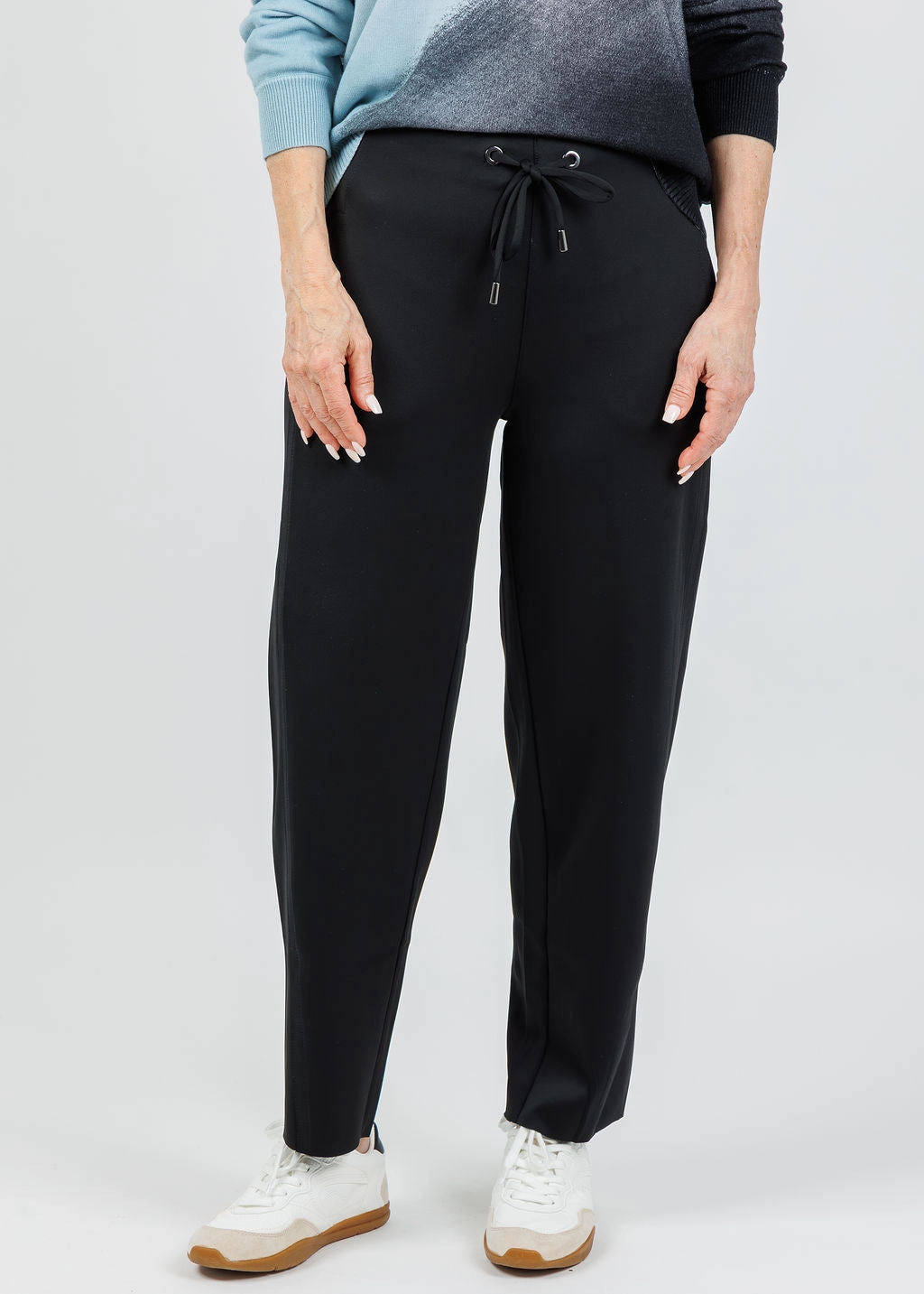 Desi Grommet Detail Neoprene Barrel Joggers - Black Relaxed Wear