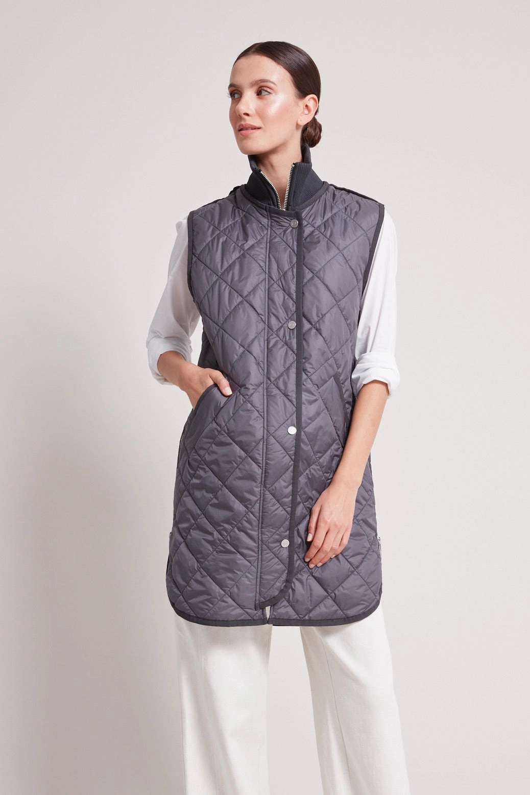 Destiny Sleeveless Quilted Vest - Anthracite Anti Snag Fabric