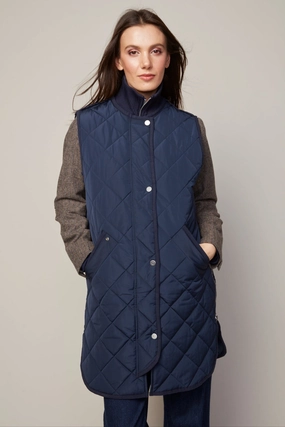 Destiny Sleeveless Quilted Vest With Zipper Detail - Navy InterchangeableLining Eco Friendly