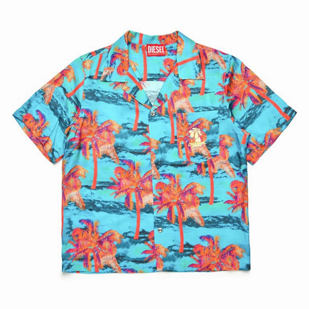 Diesel Kids Printed Shirt Double Layered Hood Assembly Lightweight pullover