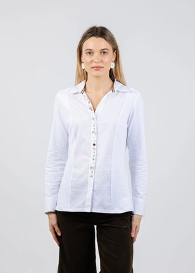 Alessandra Multi Button Blouse - White Beach Attire Layered Design
