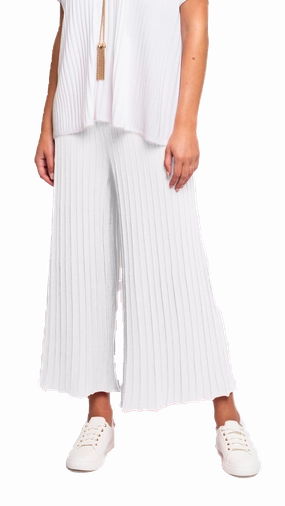 OdorResistantFinish Chill Comfort Giuliana Plisse-Look Cropped Wide Leg Pants - White