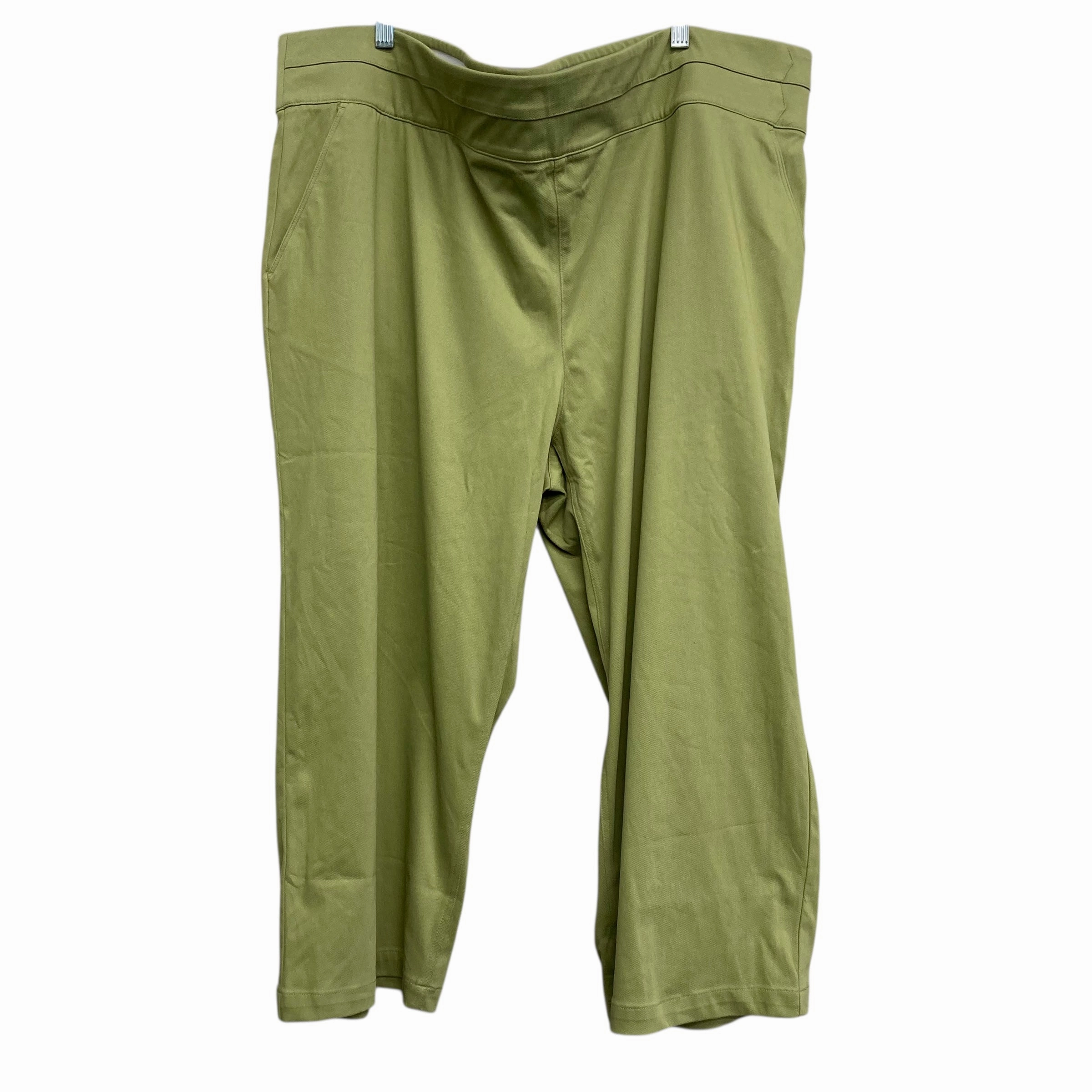 Pants Cropped By Denim And Co Qvc In Green, Size:3X All-Purpose Wear
