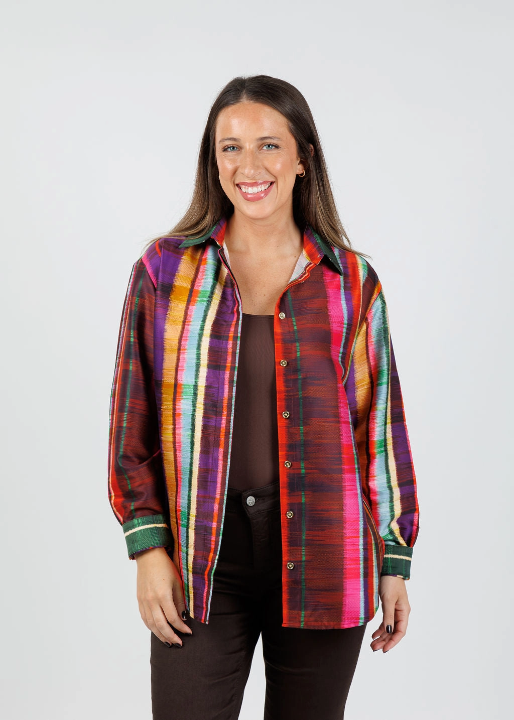 Halsey Long Sleeve Shirt -  Textured Stripes Layering Essential networking event