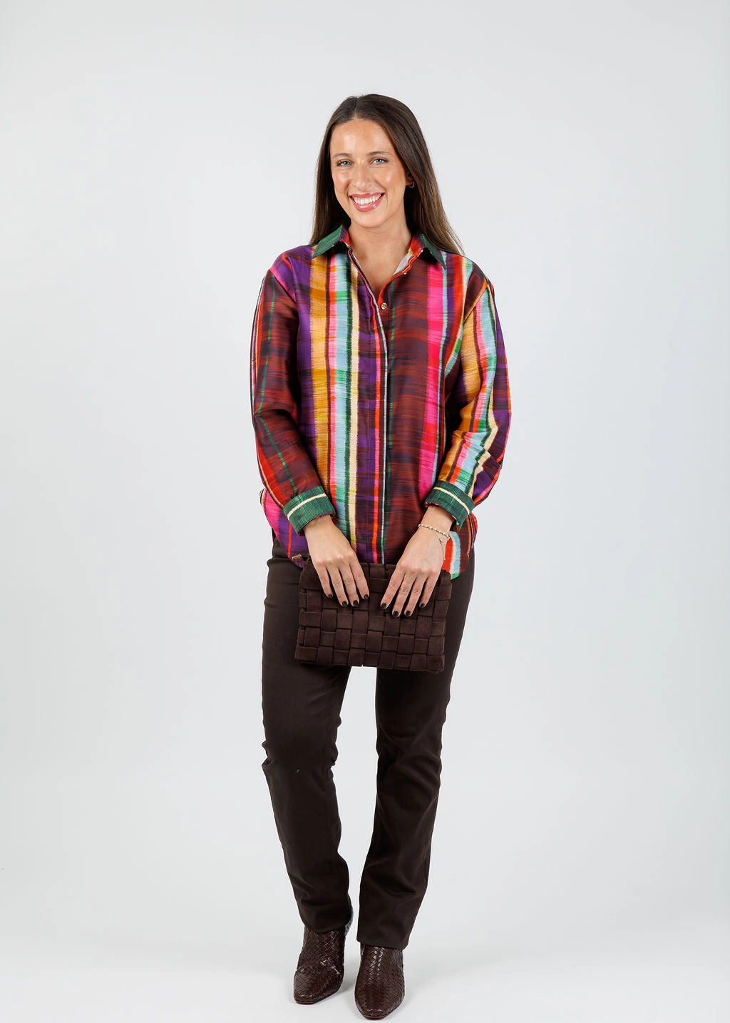 Halsey Long Sleeve Shirt -  Textured Stripes Cozy Wear