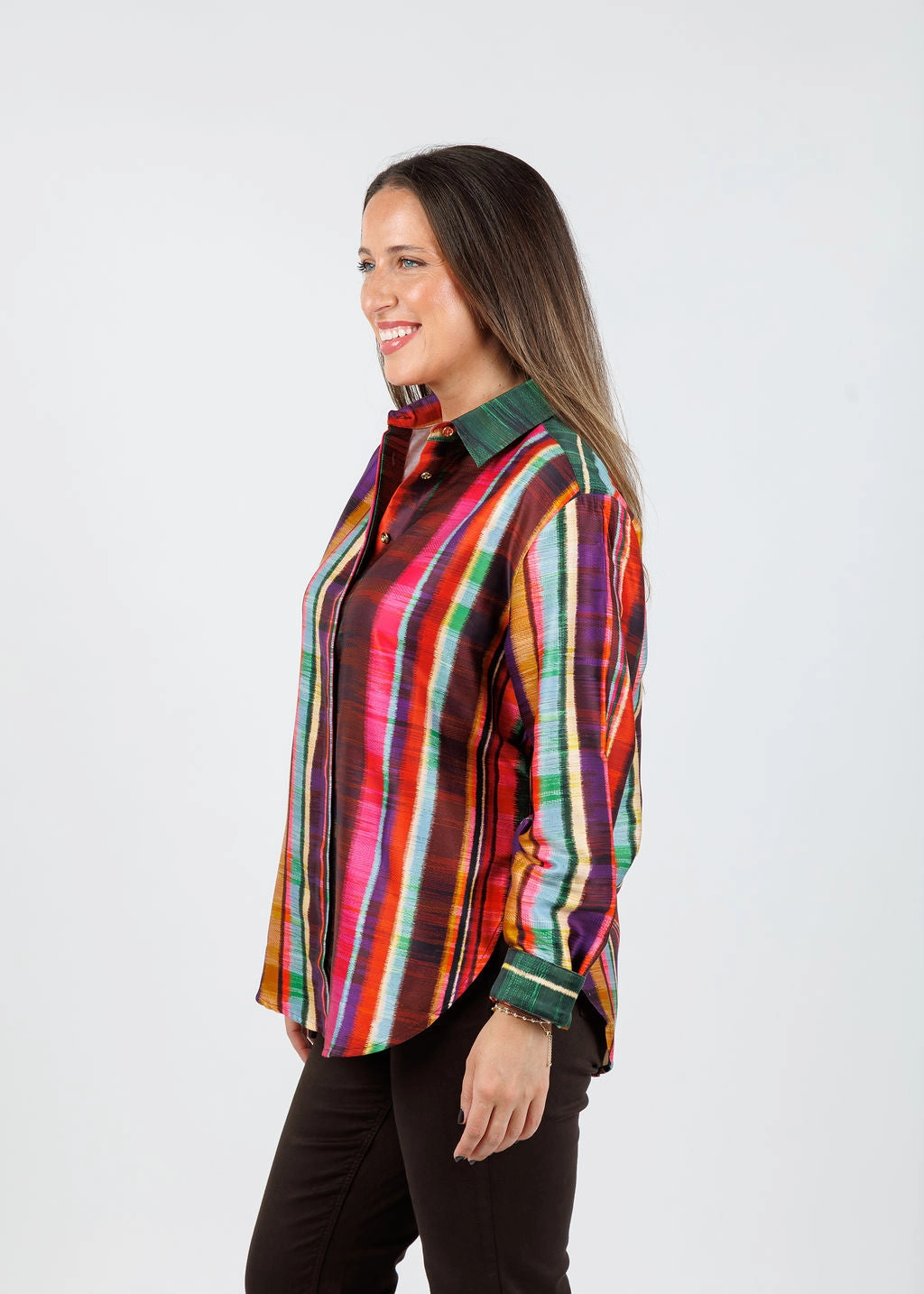 Casual Vibe Wrinkle Free Care Halsey Long Sleeve Shirt -  Textured Stripes