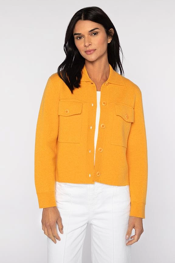 Doubleknit Crop Shacket Chill Comfort Wear Breathable mesh panel