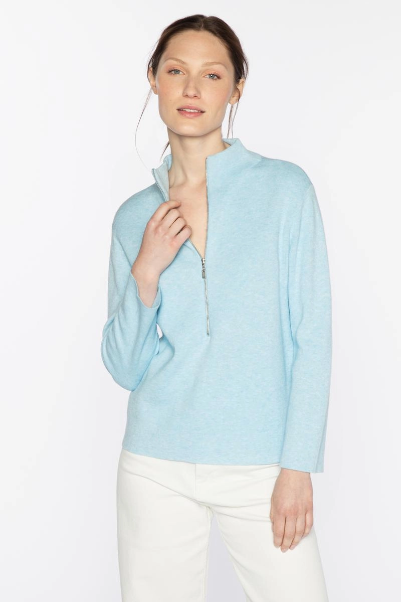 Cold Day Fashion Recycled Fiber Doubleknit Quarter Zip Mock