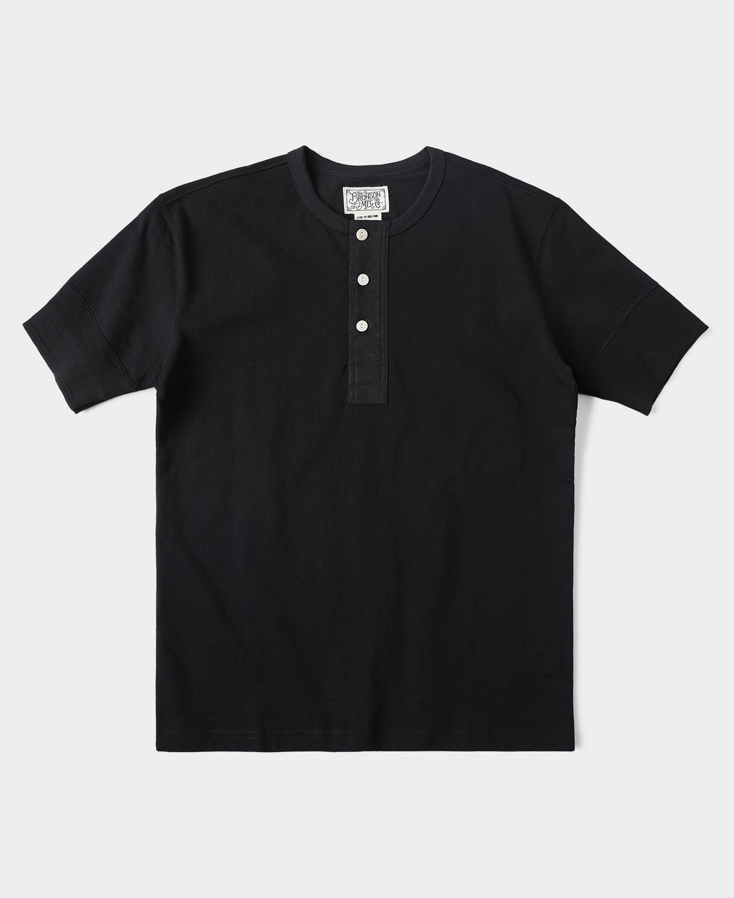 Vintage Short Sleeve Henley T-Shirt - Black Ribbed Collar Trim