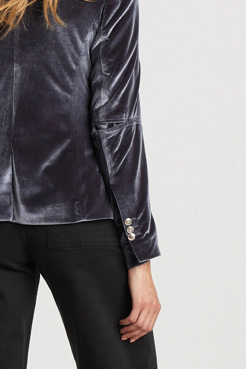 Ski Use James Double Breasted Signature Stretch Blazer With Elbow Detail - Silver