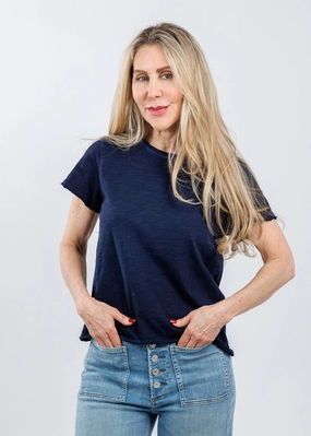 Wrinkle-Resistant Drew Crew Boxy Tee - Navy