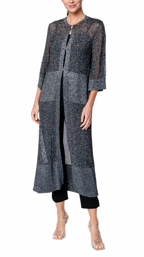 Stay Dry Interior Arianna Shimmery Mesh-Knit Duster Coat - Silver Black