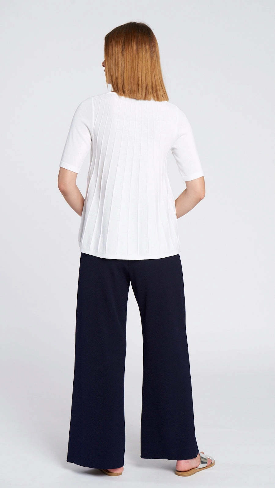 Briana Wide Leg Milano-Knit Pants - Dark Navy Quick Dry Wear Everyday Comfort Fit