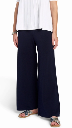 Relaxed Lines Briana Wide Leg Milano-Knit Pants - Dark Navy