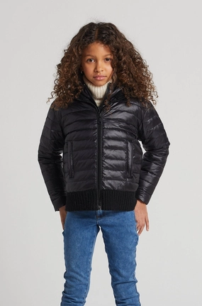 Lulu Light Weight Quilted Down Jacket w/ Knit Trim Details Temperature Regulating Fabric