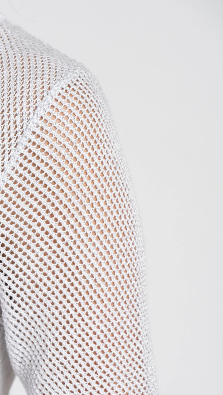 Layering Style Contempo Dahlia Mesh Long Cardigan - Shimmery Silver White