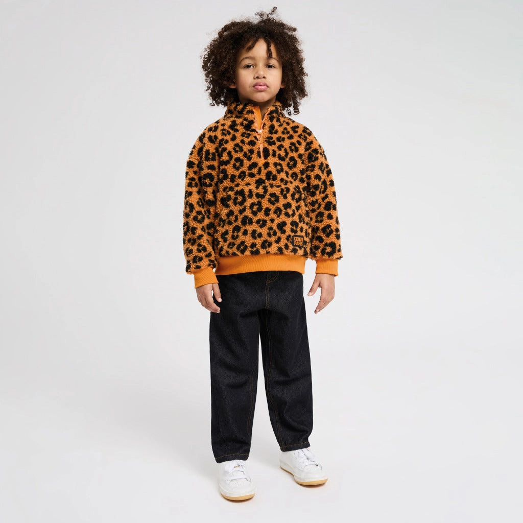 Kenzo Kids Faux Shearling Sweatshirt FlatlockStitching Light Reflective Printing