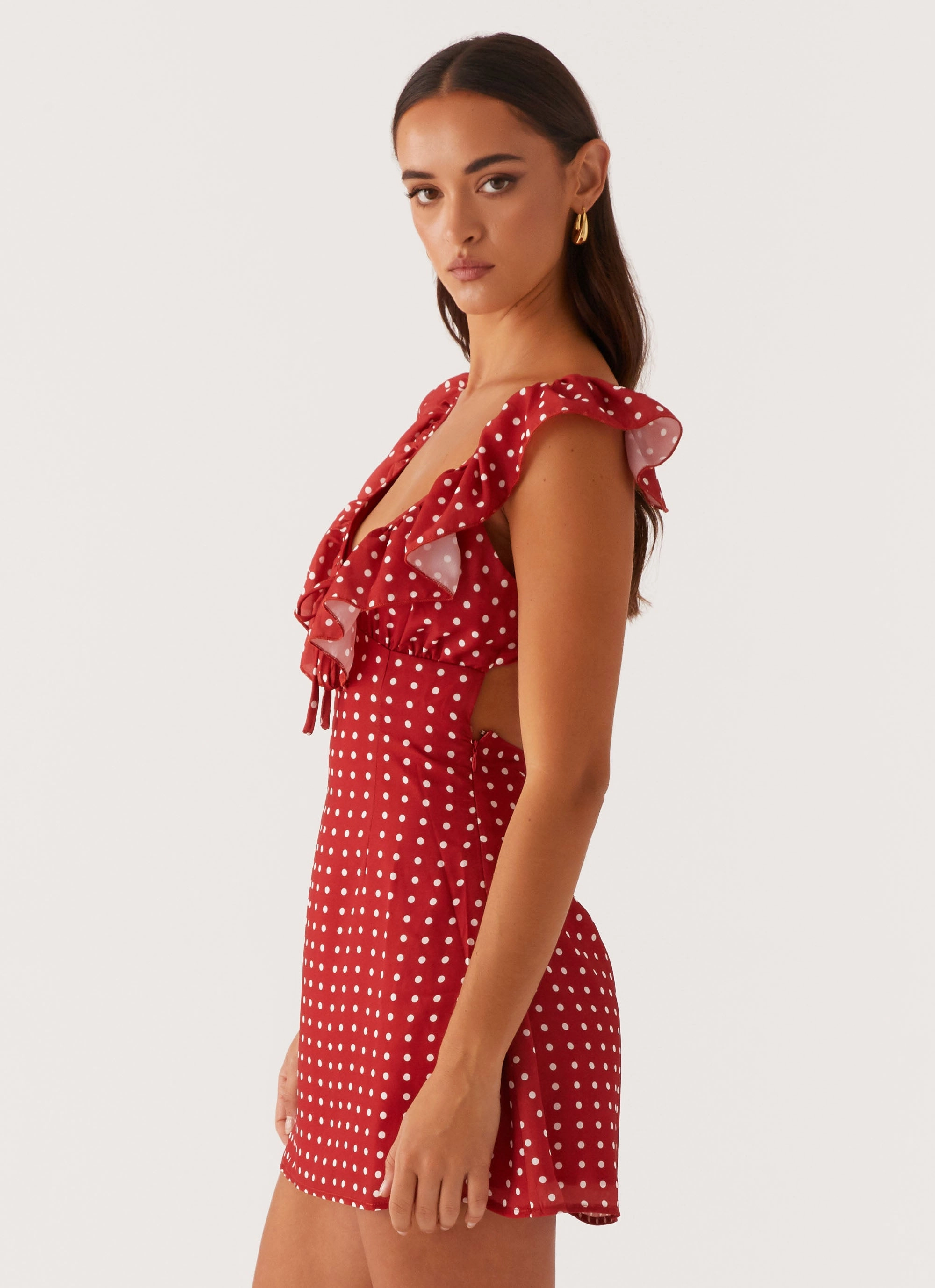Trend Movement Adrina Ruffle Mini Dress - Red Polka Dot