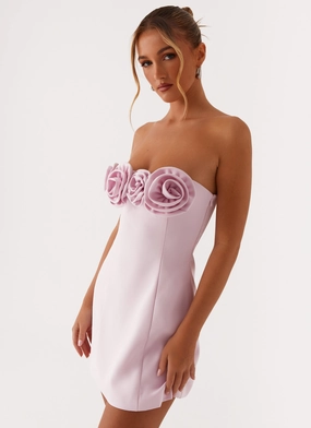 Chic Waistband Design Patsie Strapless Mini Dress - Pink