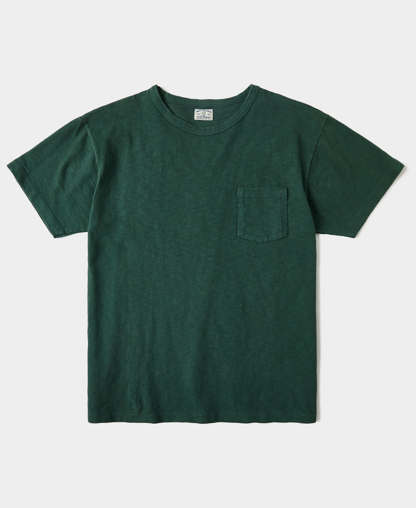 Effortless Daywear Lot 102 1940s Heavyweight Slub Pocket T-Shirt - Dark Green