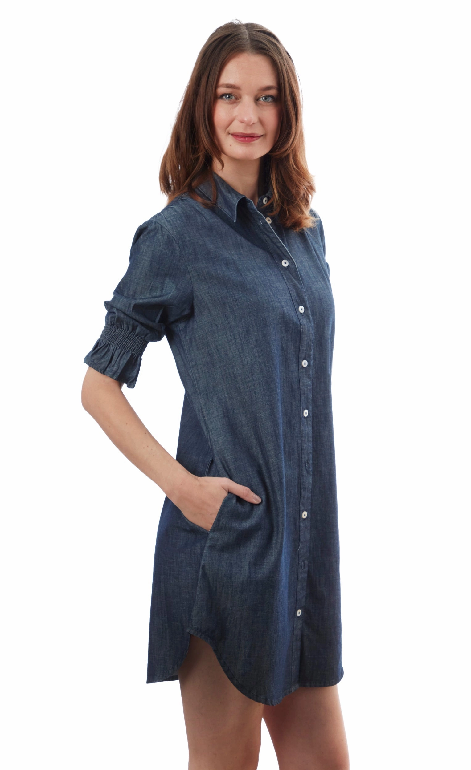 Atlantic Denim Dress Crisp Silhouette