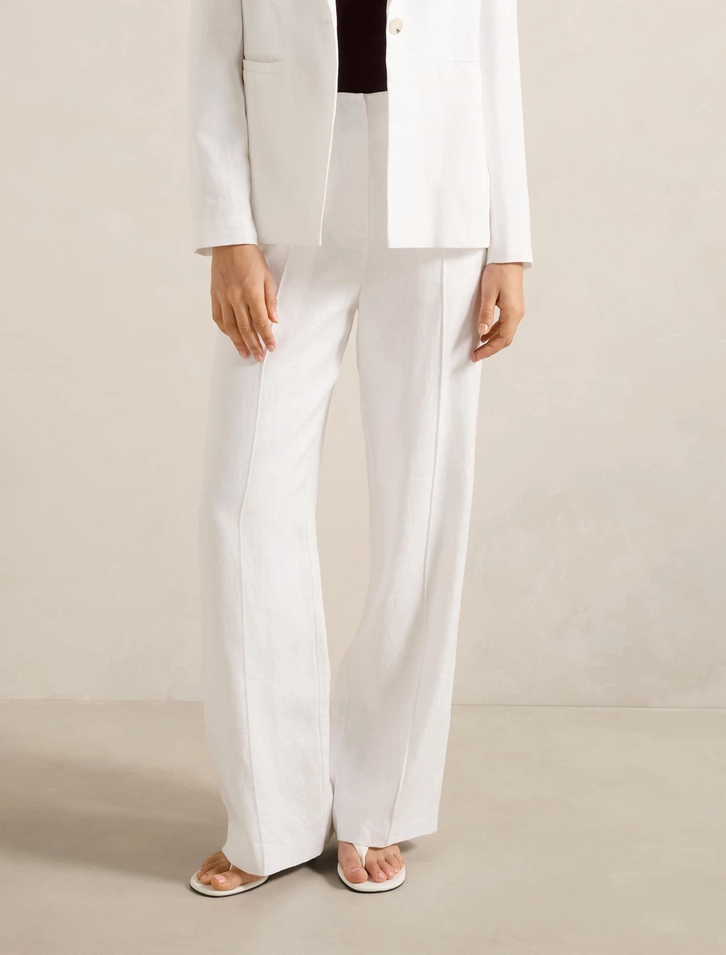 Versatile Layering Stretch waistband Posey Linen Wide Leg Pants