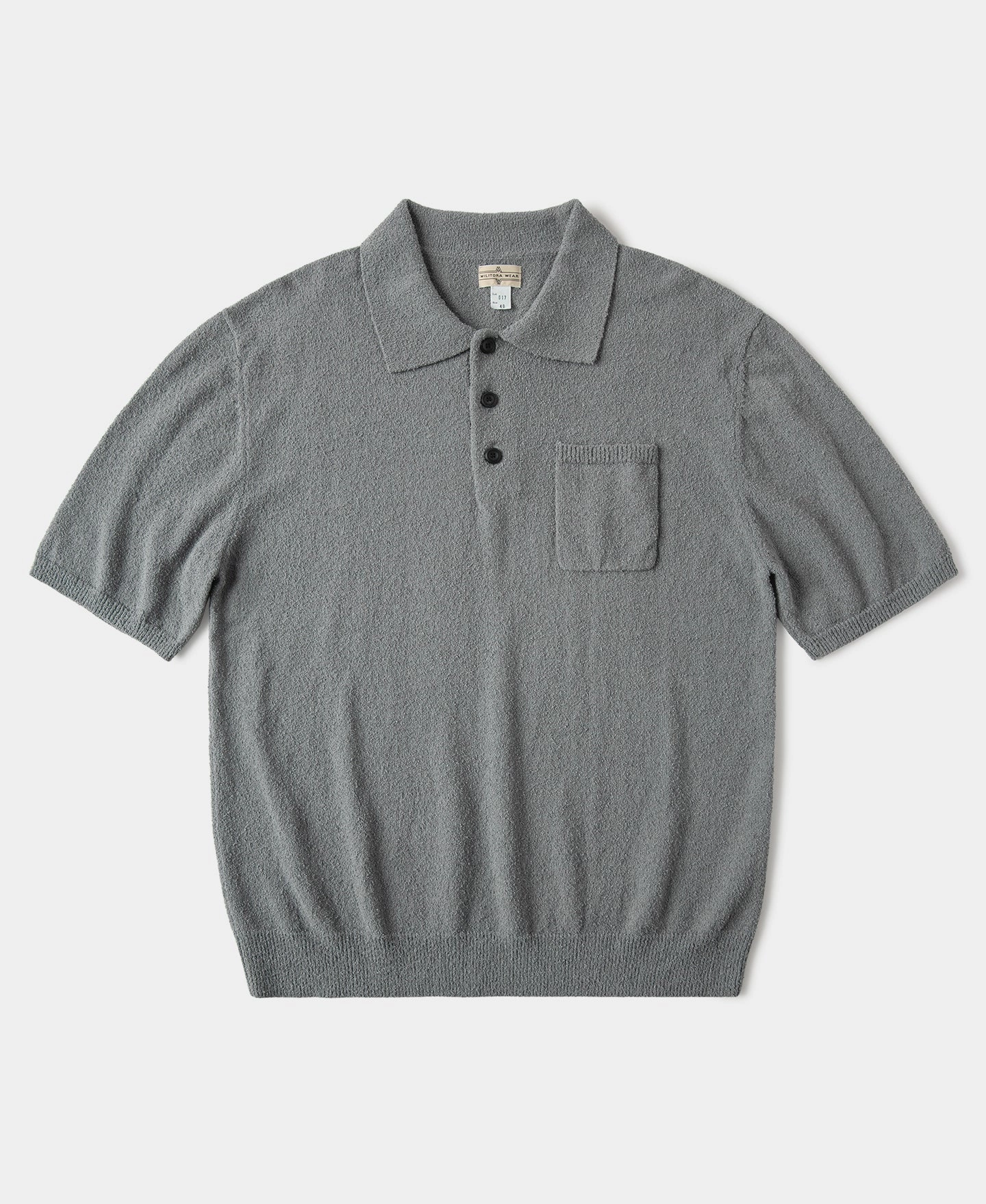Lot 917 Cotton-Blend Boucl?? Polo Shirt - Gray Reinforced Neckline