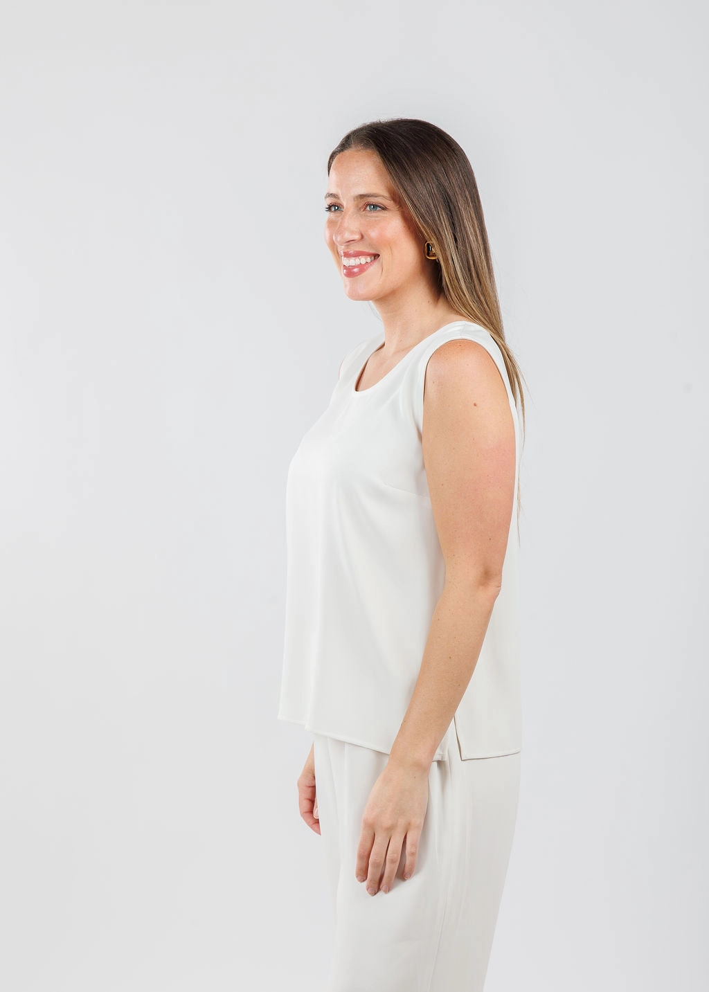 Matte Crepe Suzette Basic Tank - Ivory Mix-And-Match Layered Look