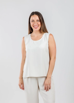Matte Crepe Suzette Basic Tank - Ivory Casual Option High-End Fabric