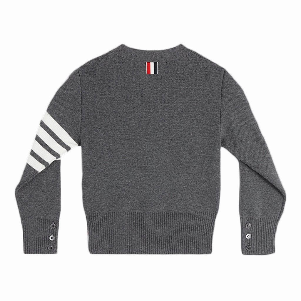 Navy Milano Stitch Cotton 4-Bar V-Neck Cardigan NoiseFreeFabric ThermalReflective