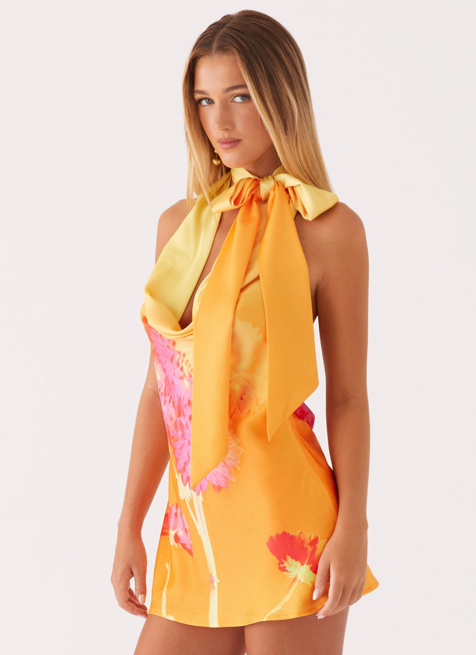 Heidi Mini Dress - Orange Floral Perfectly Fit Look