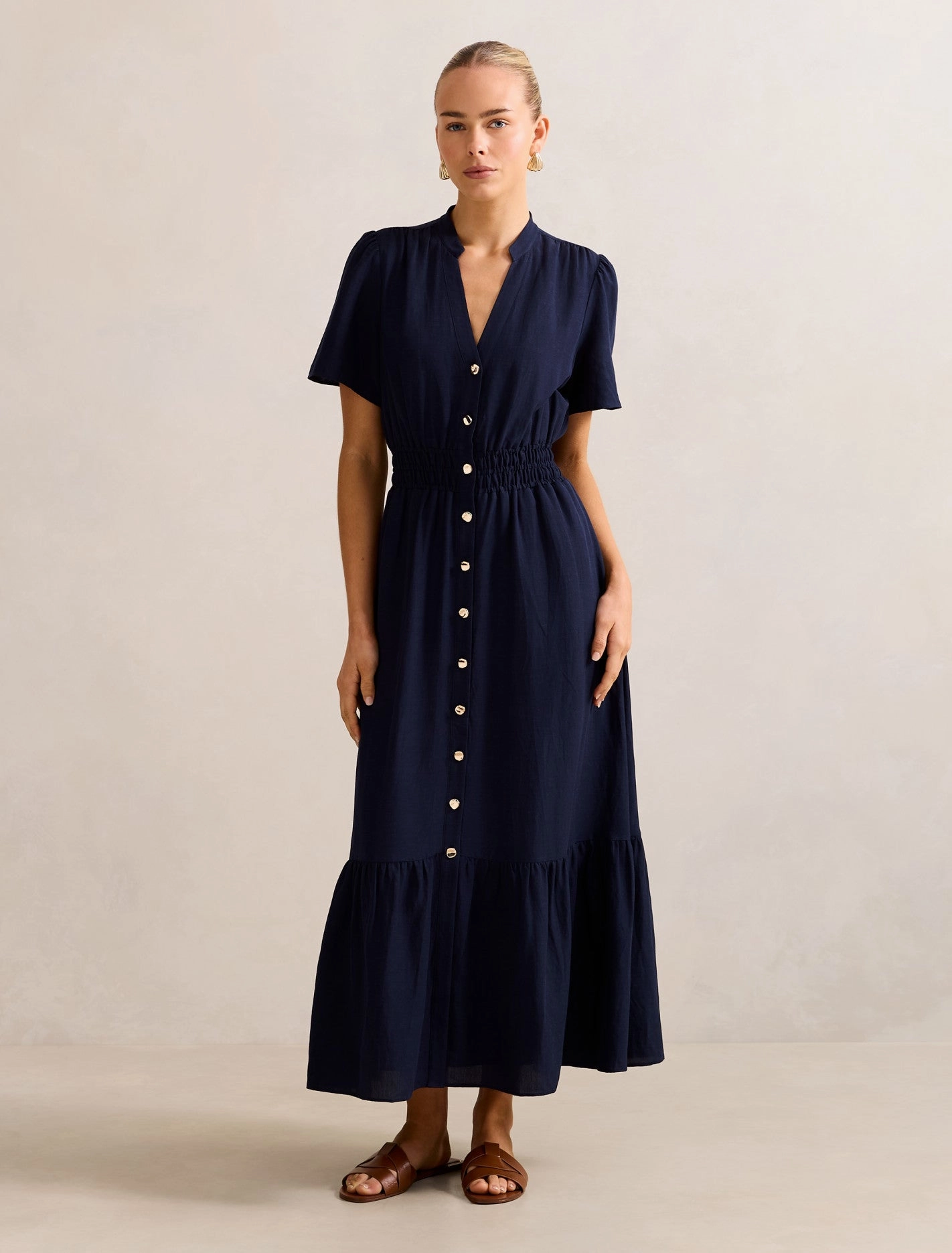 Eleanor Button Down Midi Dress Chic Harmony
