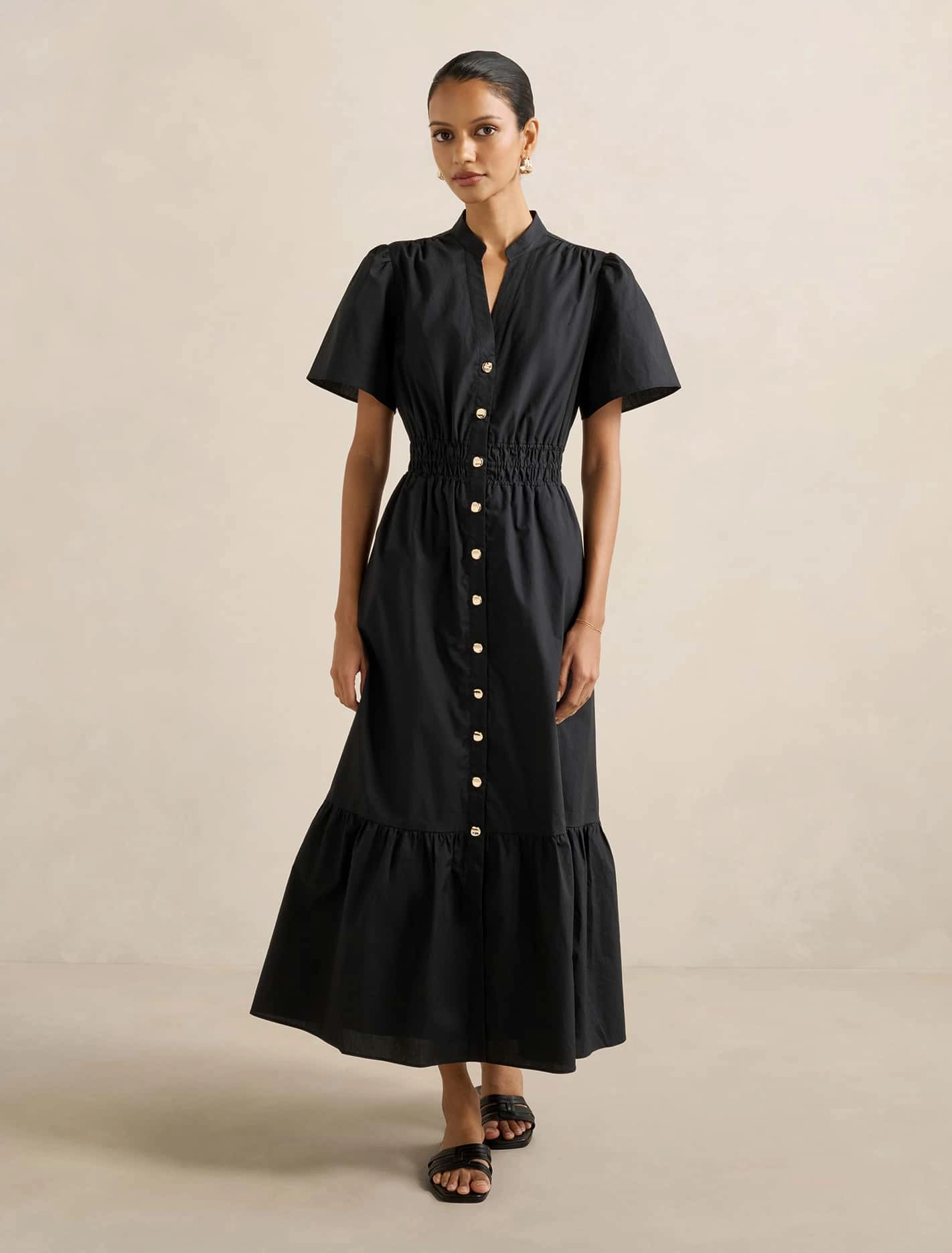 Eleanor Petite Button Down Midi Dress Stylish day dress