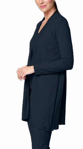 Odor Resistant Knitwear Amely Shawl Collar Mid-Length Cardigan - Dark Navy